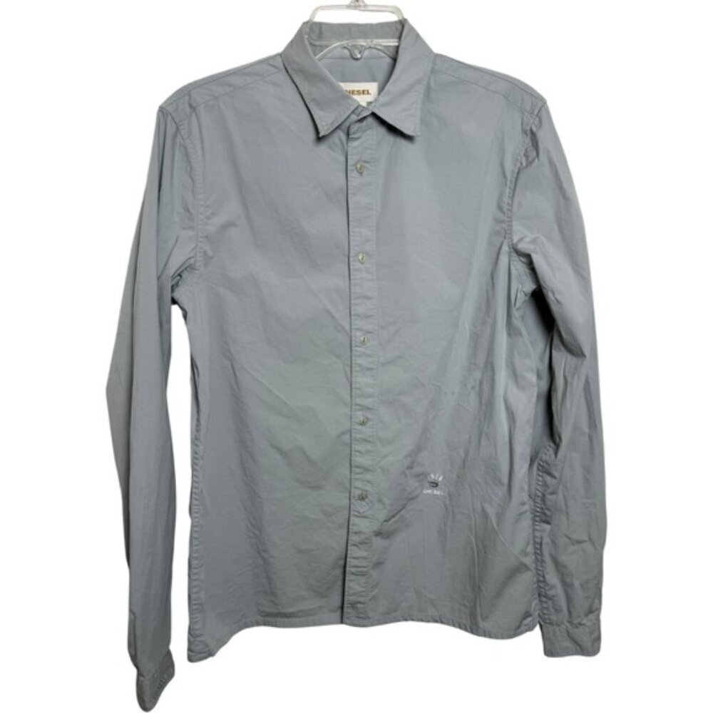 Vtg Y2K DIESEL 1978 Long Sleeve Button Up Shirt Size Large Slate Grey